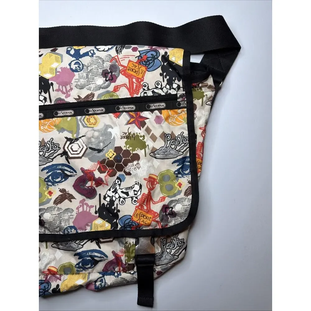 LeSportSac Large Messenger Weekender Bag California Rare Design Cartoon Pasta